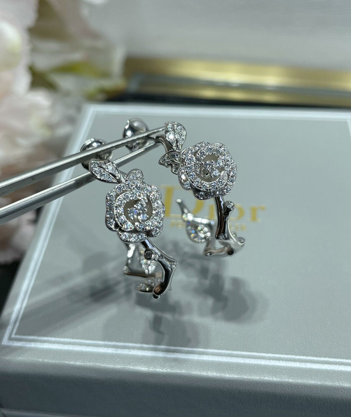 Dior Rose Bagatelle Cubic Zirconia Earrings