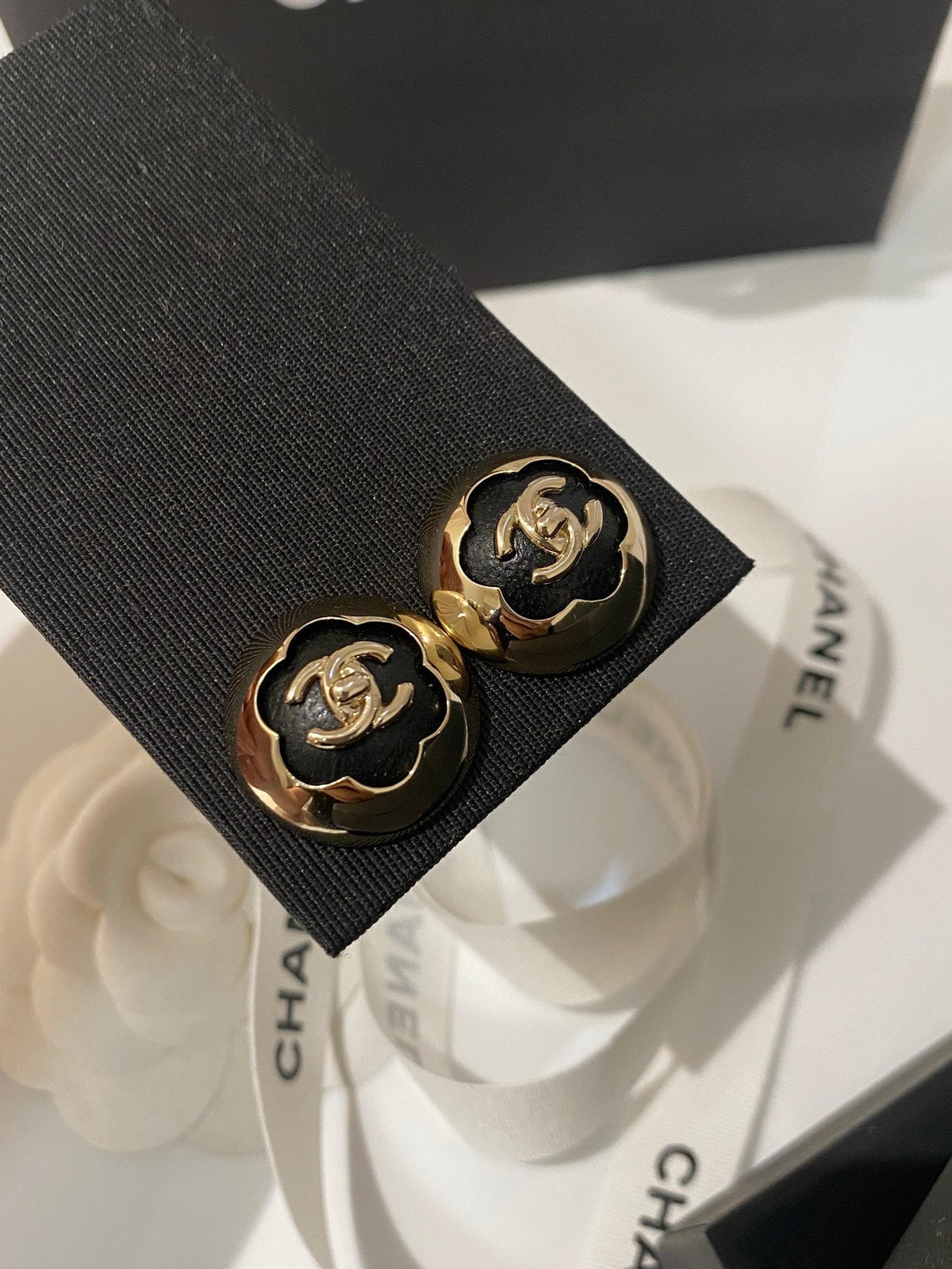 Chanel Classic White Silver Enamel Double C Earrings - Style 2